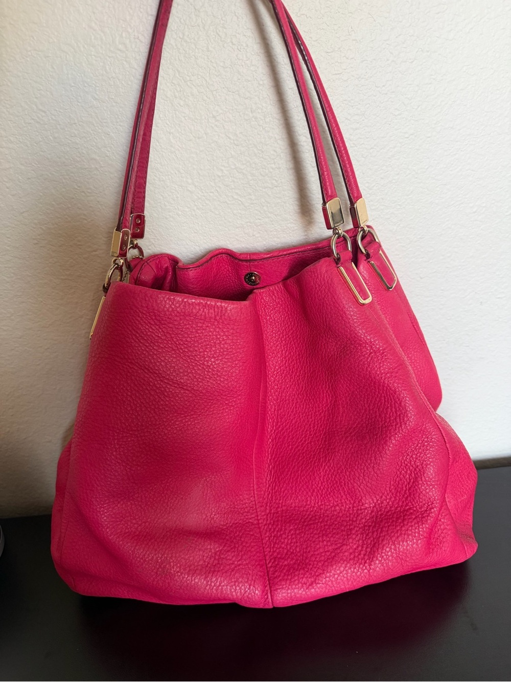 Coach Fuchsia Pink Leather Shoulder Bag - Picture 2 of 13